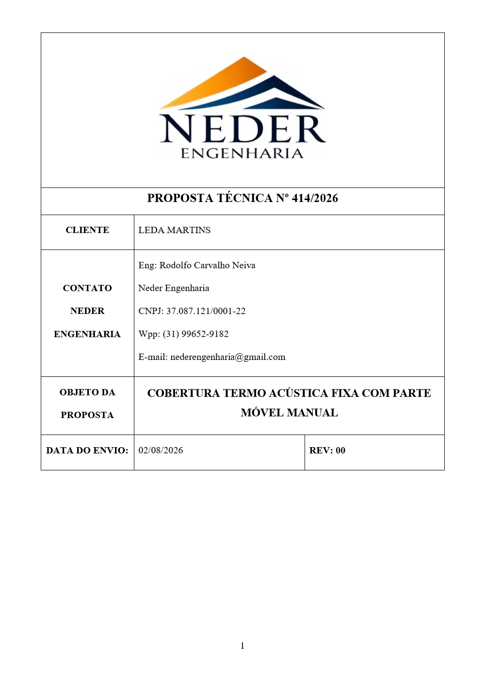Modelo Neder em Word — folha 1 de 4